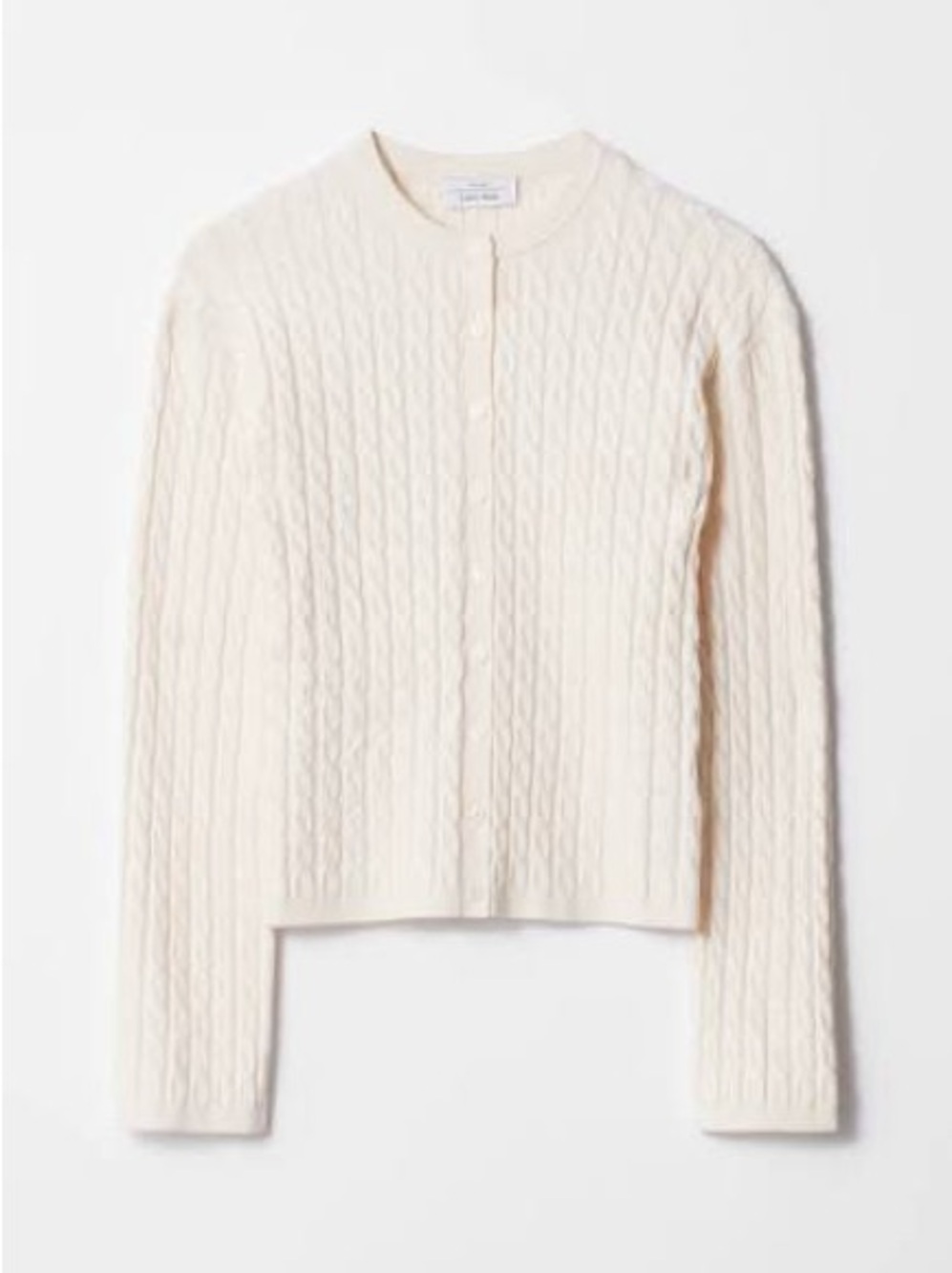 & Other Stories Cable Knit Crewneck Cardigan Sweater - Cream
